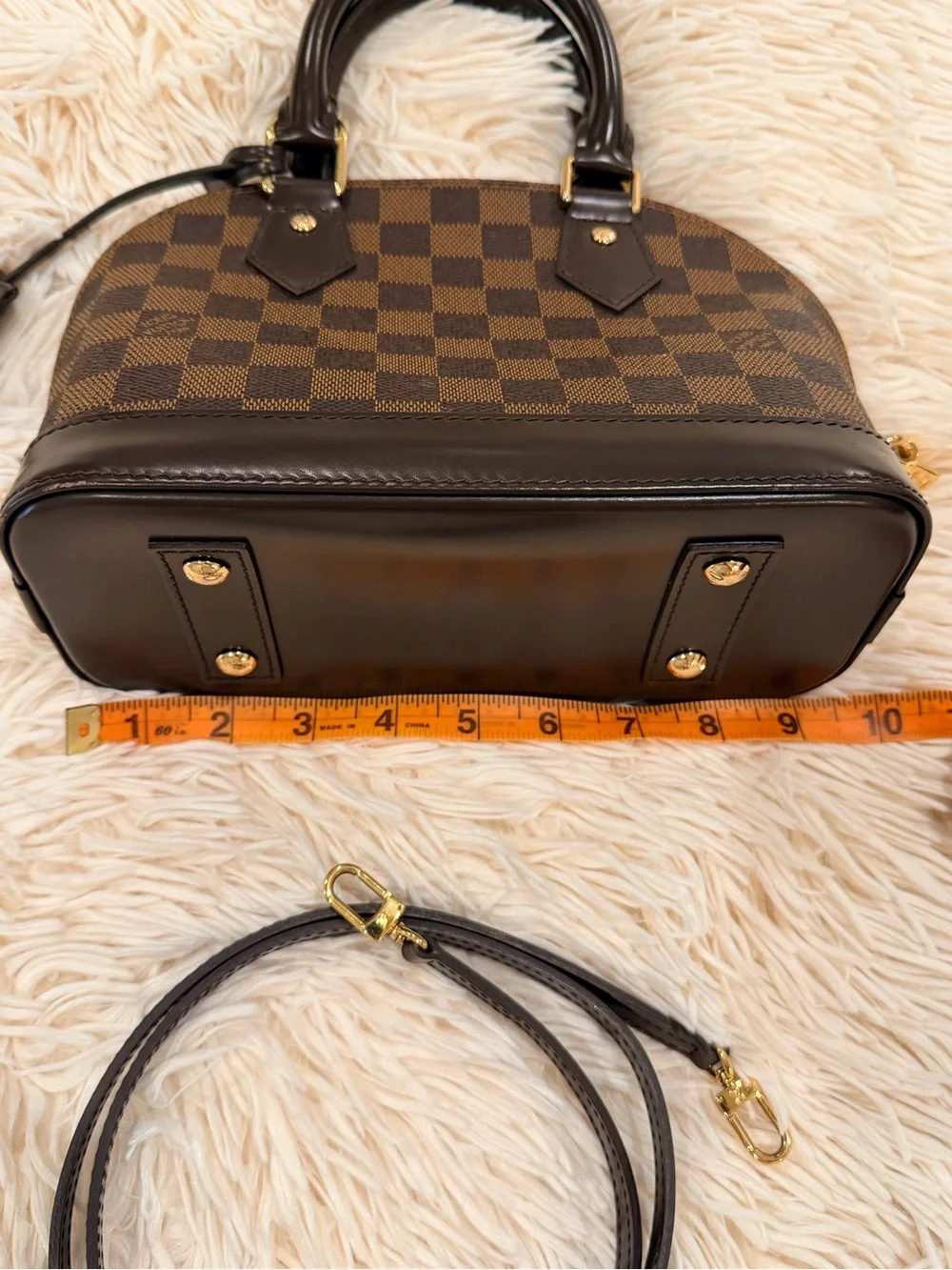 Louis Vuitton Brown Damier Ebene Satchel with Dark Brown Trim and Gold Hardware
